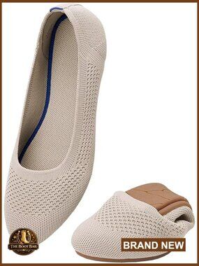 Women's Ballet Flats Knit Round Toe Slip On Walking Shoes Casual